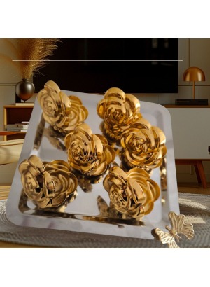 Güllü Sunumluk Lokumluk 6 Adet Sunumluk Kahve Yani Lokumluk Güllü Sunum Kahve Sunum - Tek Ebat