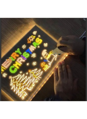 LED Aydınlatmalı Yazı ve Çizim Tahtası - Büyük Boy 30x20 cm - Tek Ebat